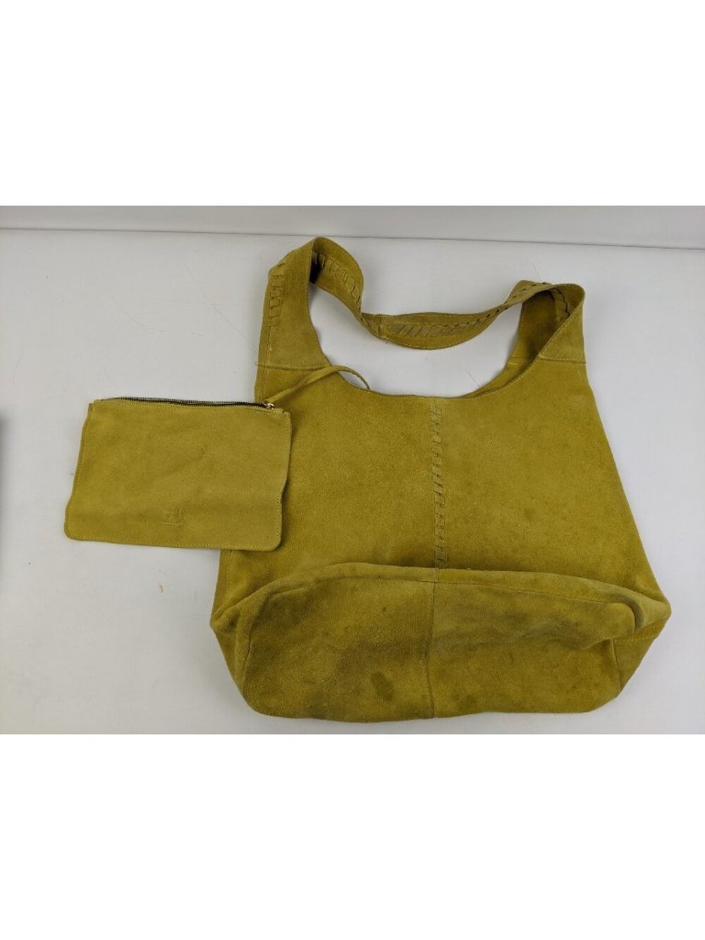 Haute Hippie 100% Leather Festival Suede Hobo Mustard Purse Bag Plus Wallet